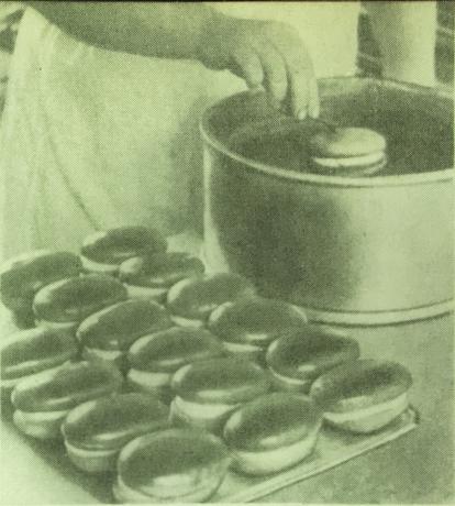 Iš rengiant pyragai "Bush" procesas. Nuotrauka iš knygos "gamyba kepinių ir pyragaičių gamyba," 1976 