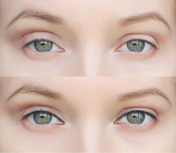 Metodas taikant tušas kad akys atrodyti jauniau (rodomi modelio 30+)